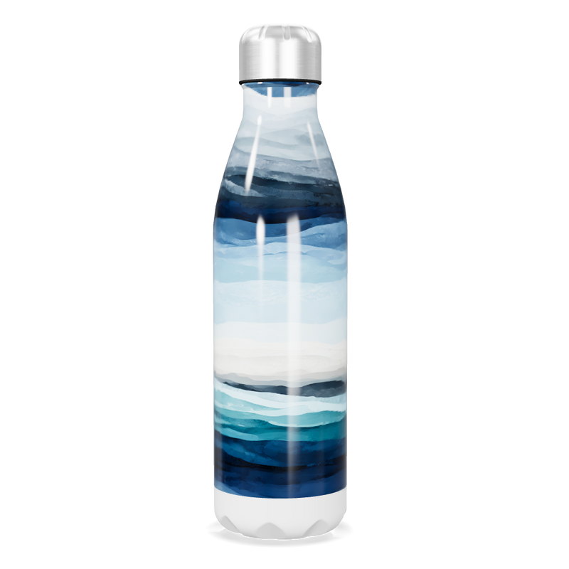 Garrafa Inox - Estampa Ondas Azul