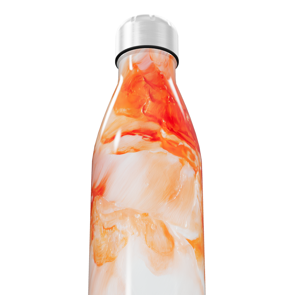 Garrafa Inox - Estampa Marmorizada Laranja