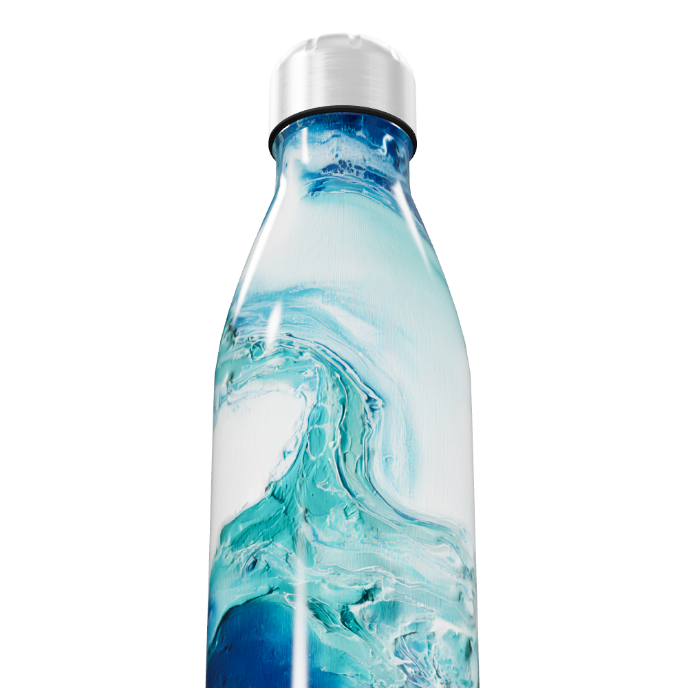 Garrafa Inox - Estampa Azul e Branca