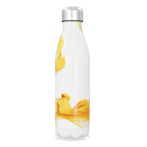 Garrafa Inox - Branca com Estampa Amarela
