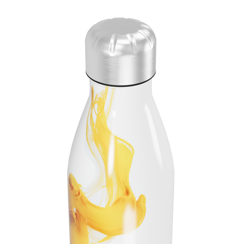 Garrafa Inox - Branca com Estampa Amarela