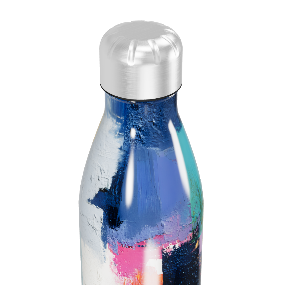 Garrafa Inox - Azul com Estampa Artística