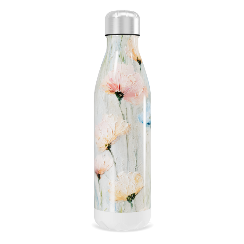 Garrafa Inox - Floral Branca