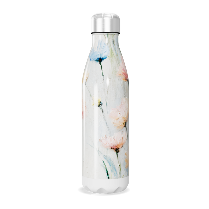 Garrafa Inox - Floral Branca