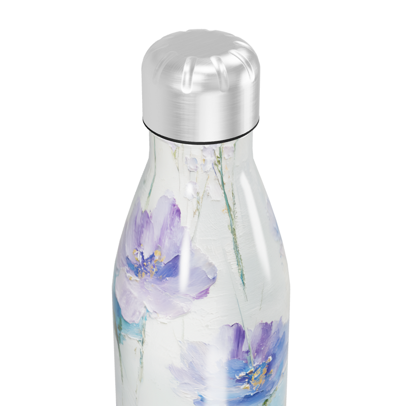 Garrafa Inox Flores Azul Branca
