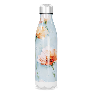 Garrafa Inox - Flores Azul e Laranja