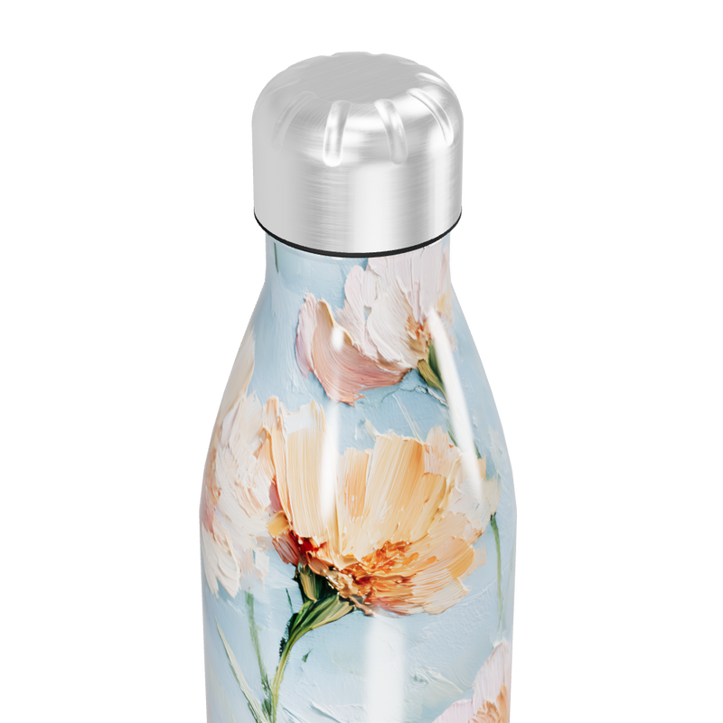 Garrafa Inox - Flores Azul e Laranja