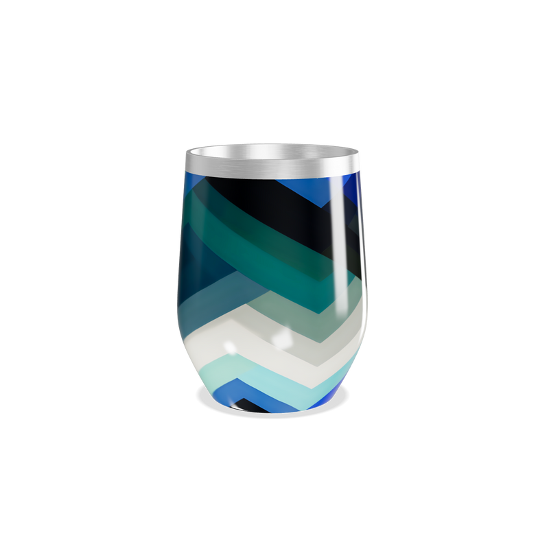 Copo Térmico Slim - Azul com Listras Geométricas