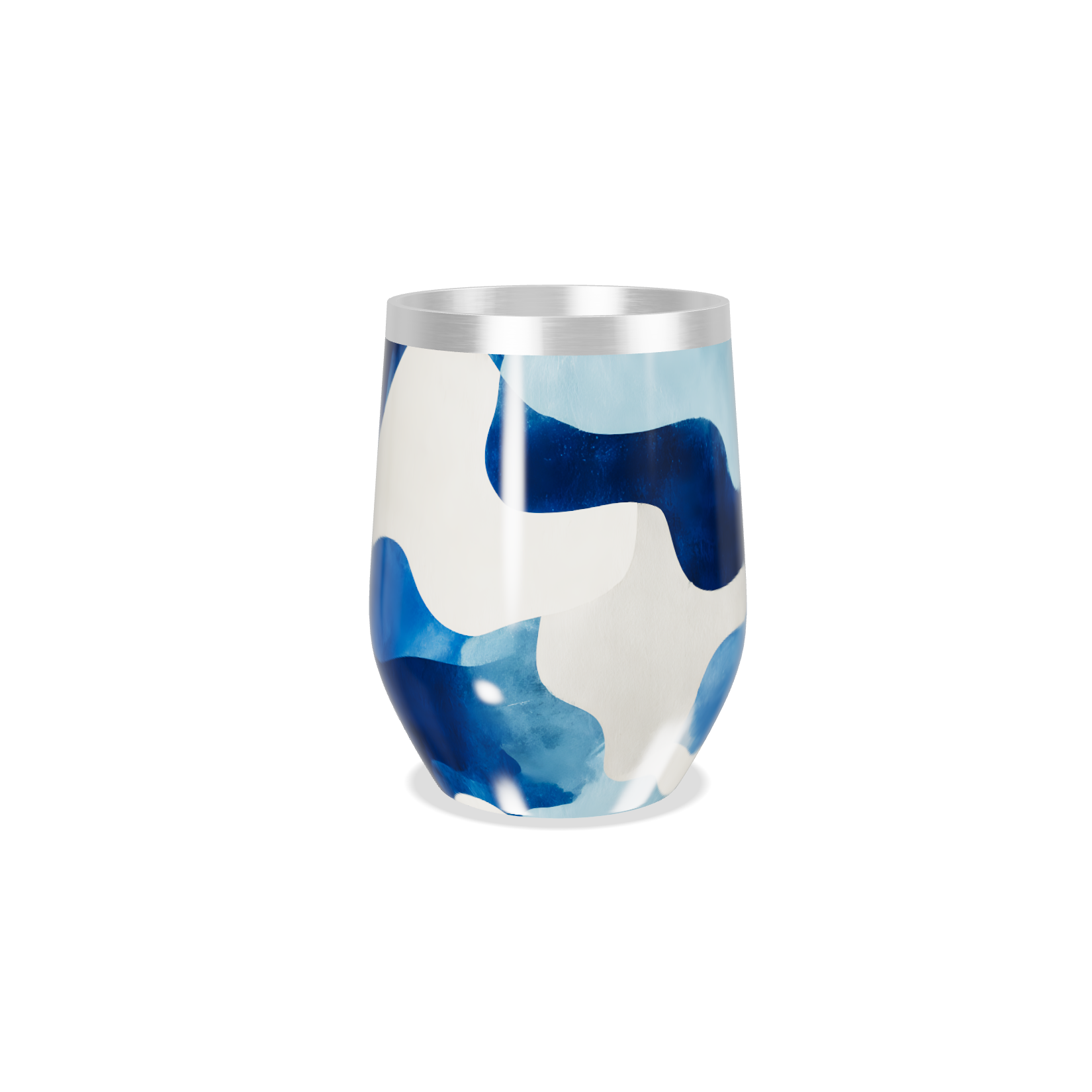 Copo Térmico Slim - Azul com Estampa Ondulada