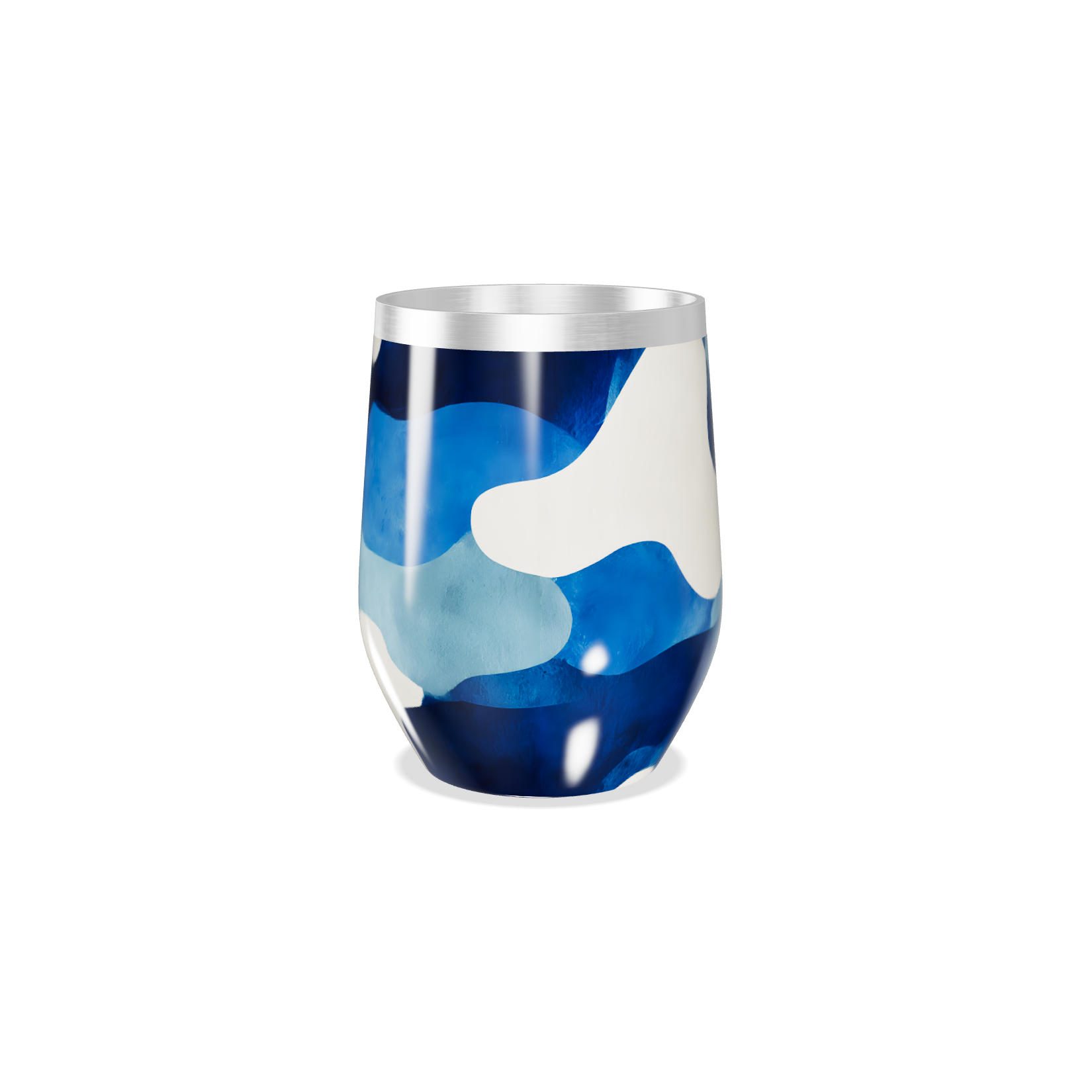 Copo Térmico Slim - Azul com Estampa Ondulada