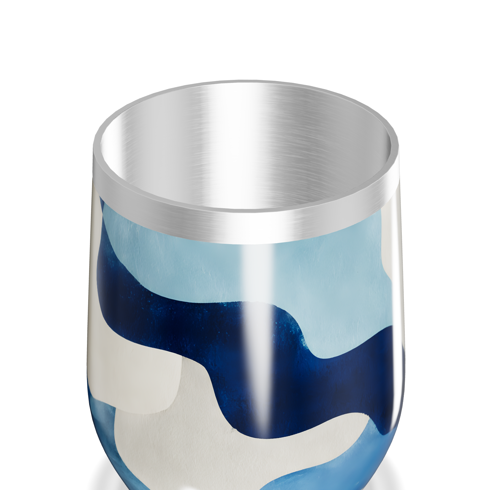 Copo Térmico Slim - Azul com Estampa Ondulada