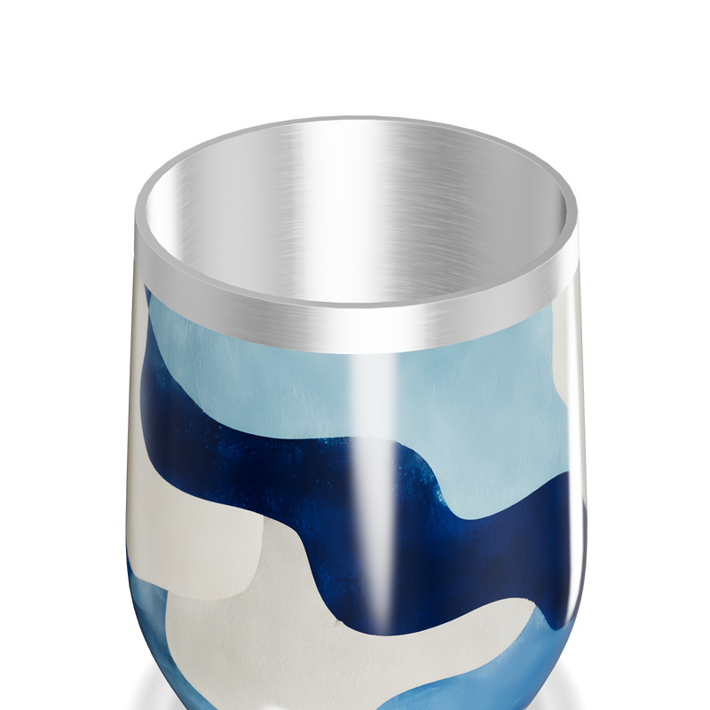 Copo Térmico Slim - Azul com Estampa Ondulada