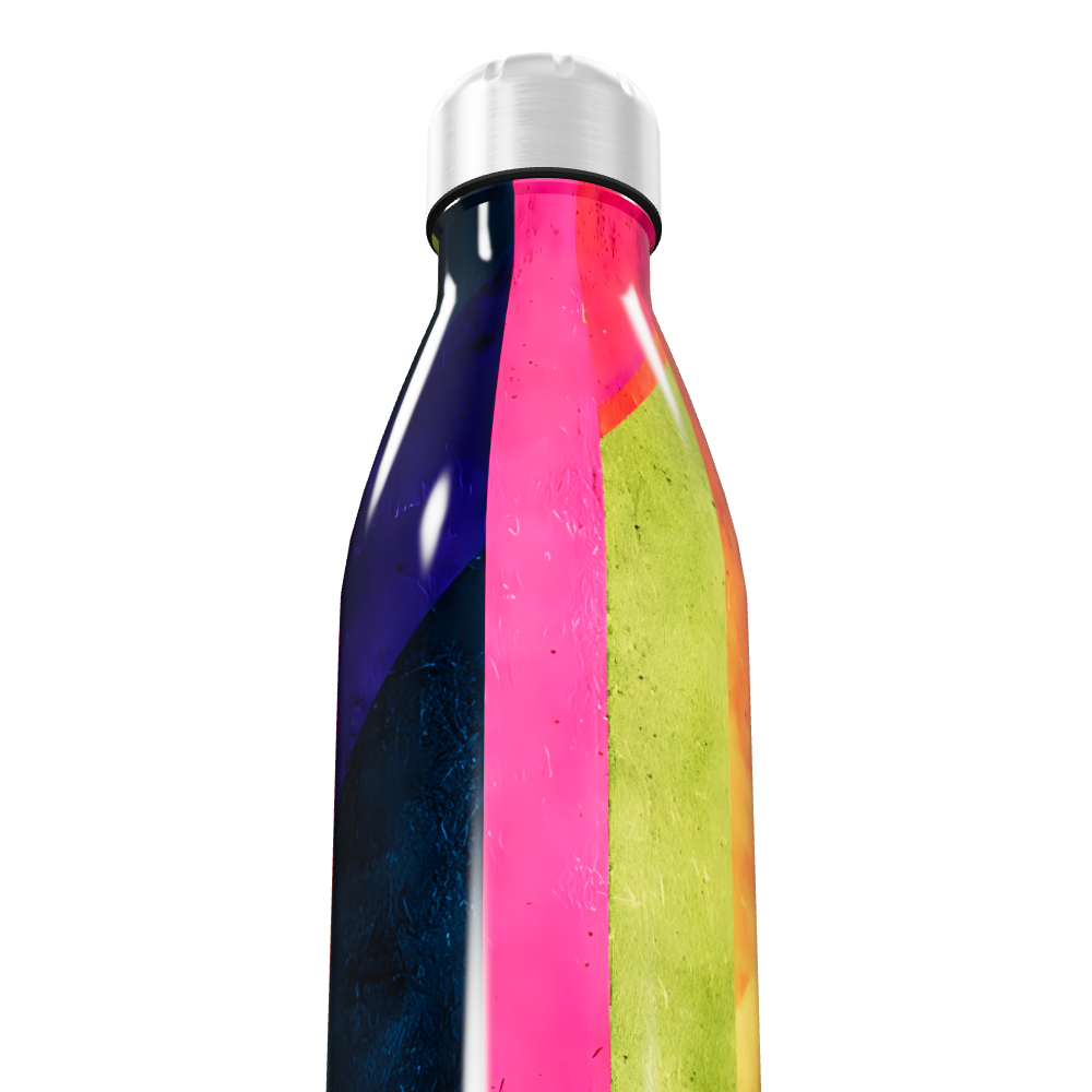 Garrafa Inox Multicolorida com Tampa Prata