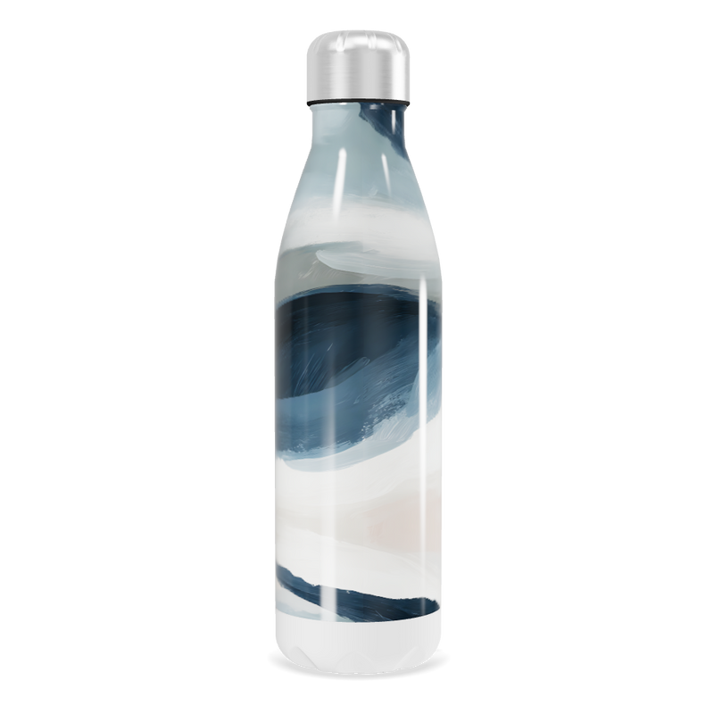 Garrafa Inox - Azul com Estampa Abstrata