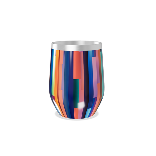 Copo Térmico Slim - Listras Coloridas Inox