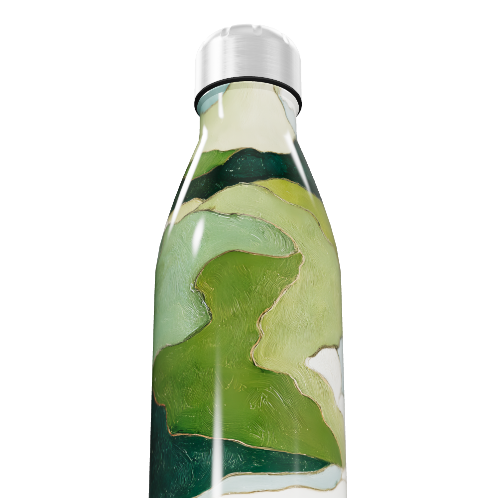 Garrafa Inox Estampa Verde Abstrata
