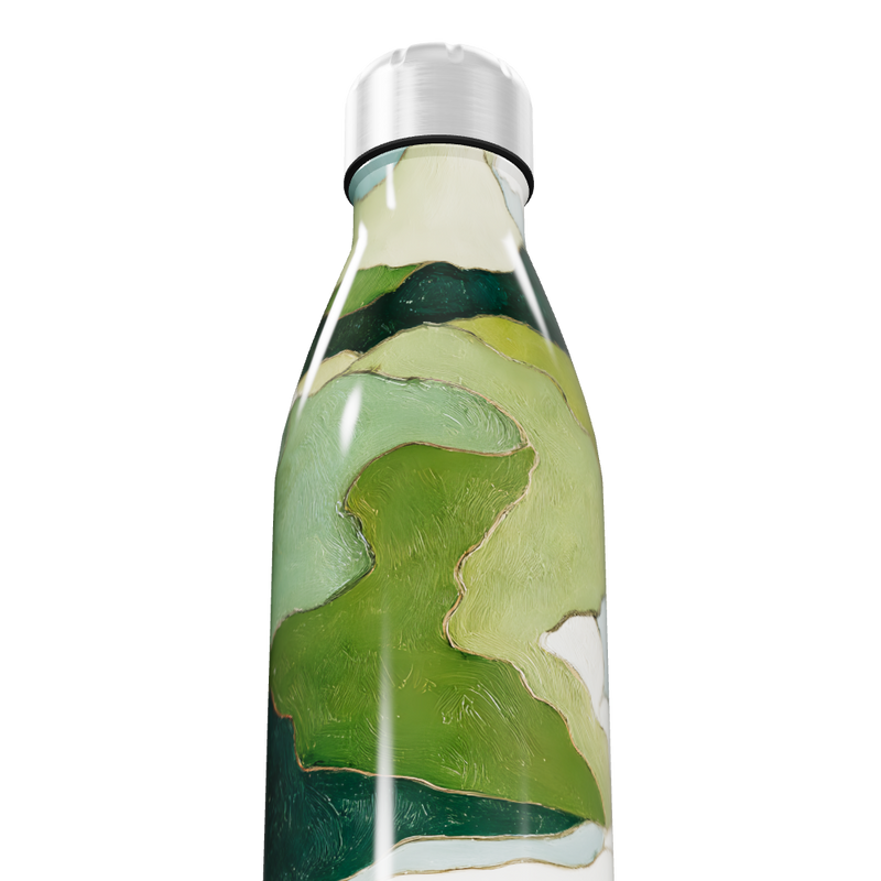 Garrafa Inox Estampa Verde Abstrata