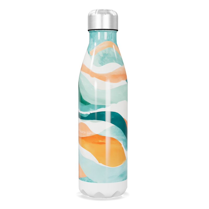 Garrafa Inox - Estampa Ondas Coloridas