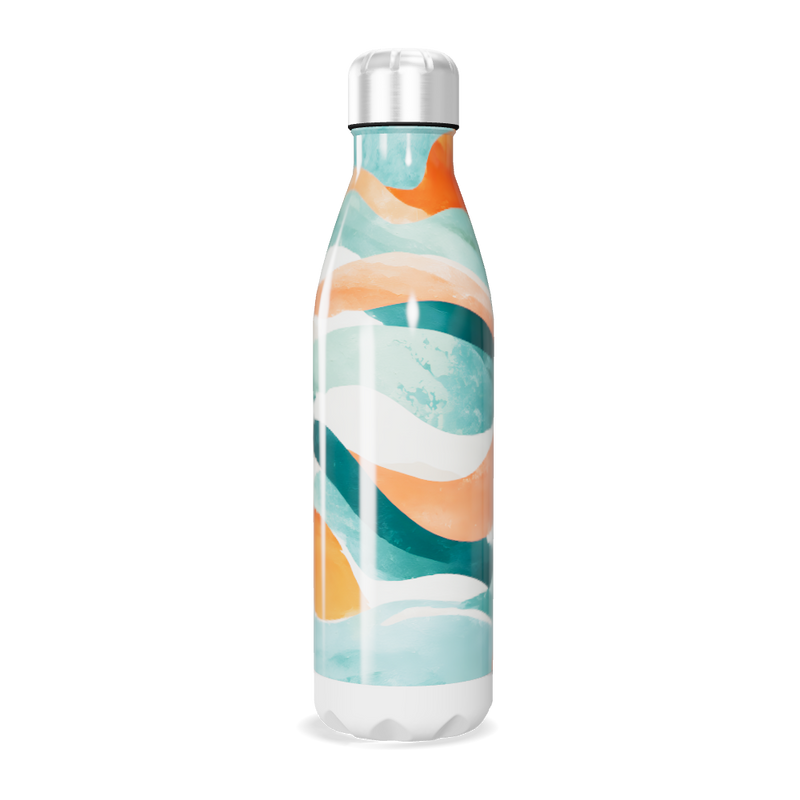 Garrafa Inox - Estampa Ondas Coloridas