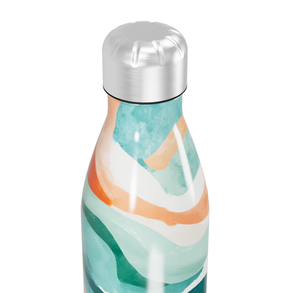 Garrafa Inox - Estampa Ondas Coloridas