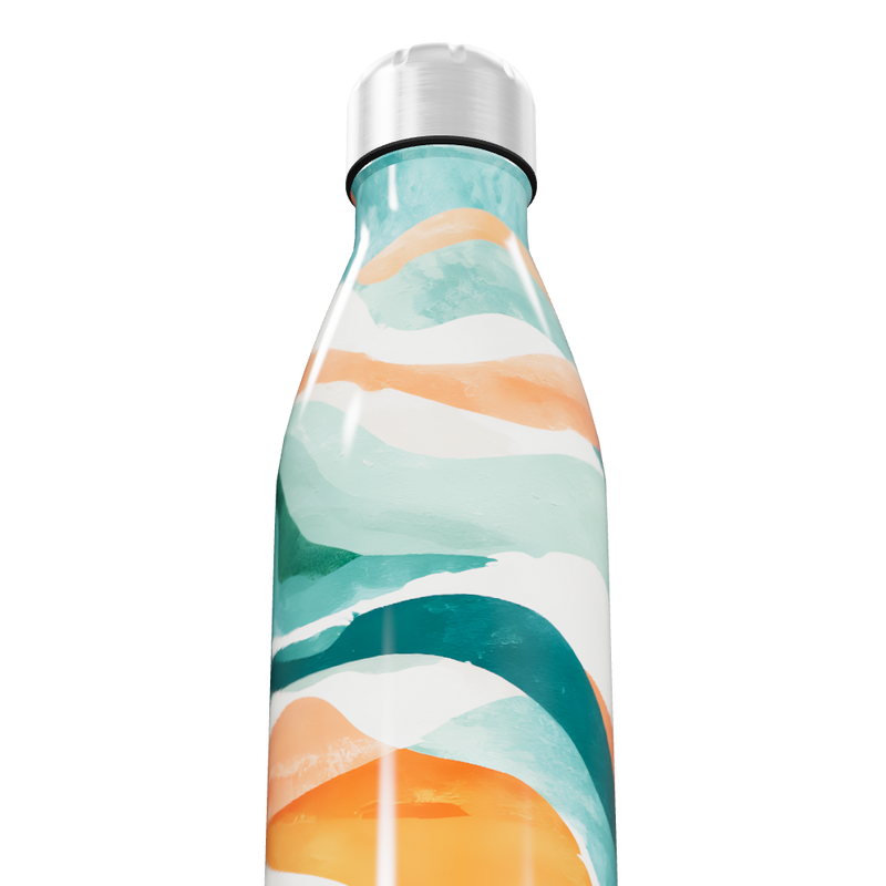 Garrafa Inox - Estampa Ondas Coloridas