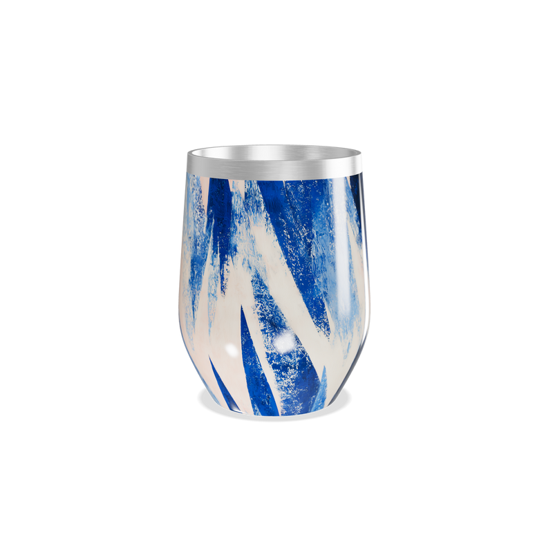 Copo Térmico Slim - Azul e Branco Abstrato