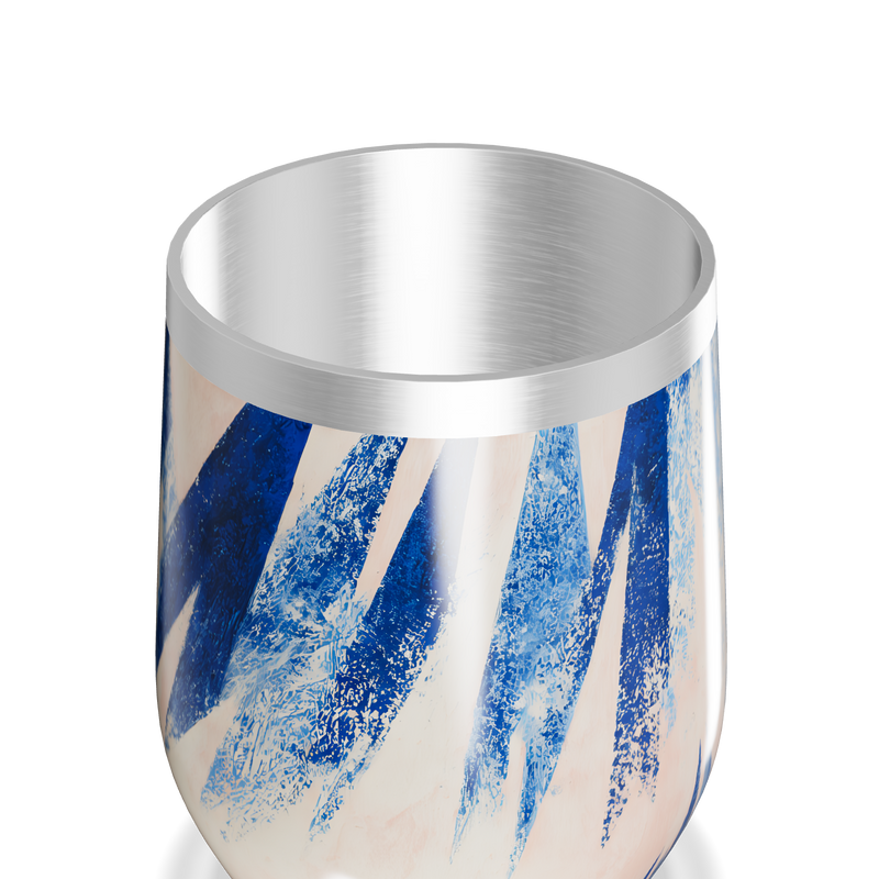 Copo Térmico Slim - Azul e Branco Abstrato