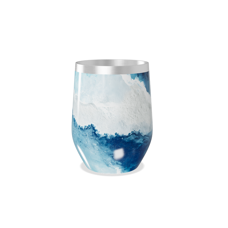 Copo Térmico Slim - Azul com Estampa de Ondas