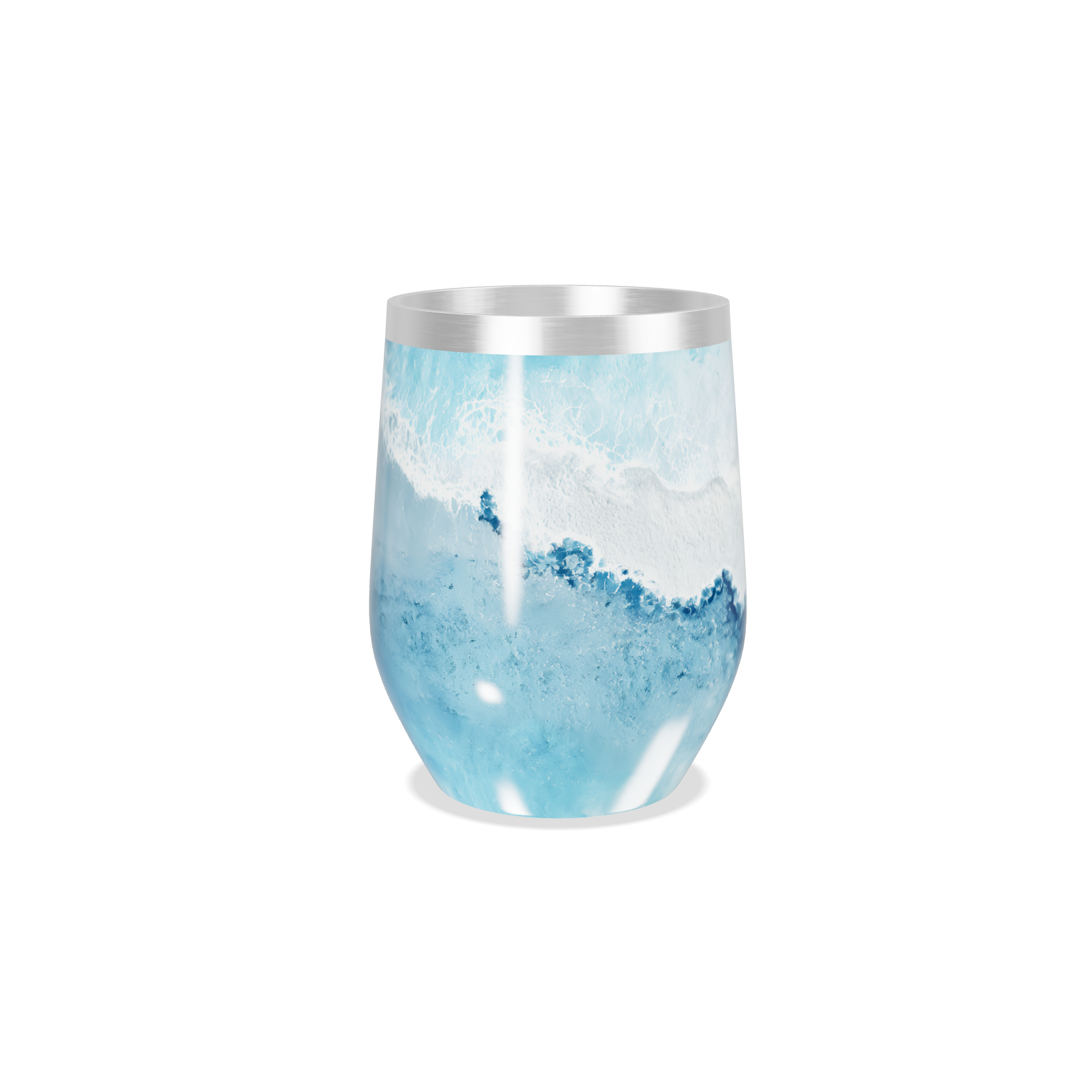 Copo Térmico Slim - Azul com Estampa de Ondas