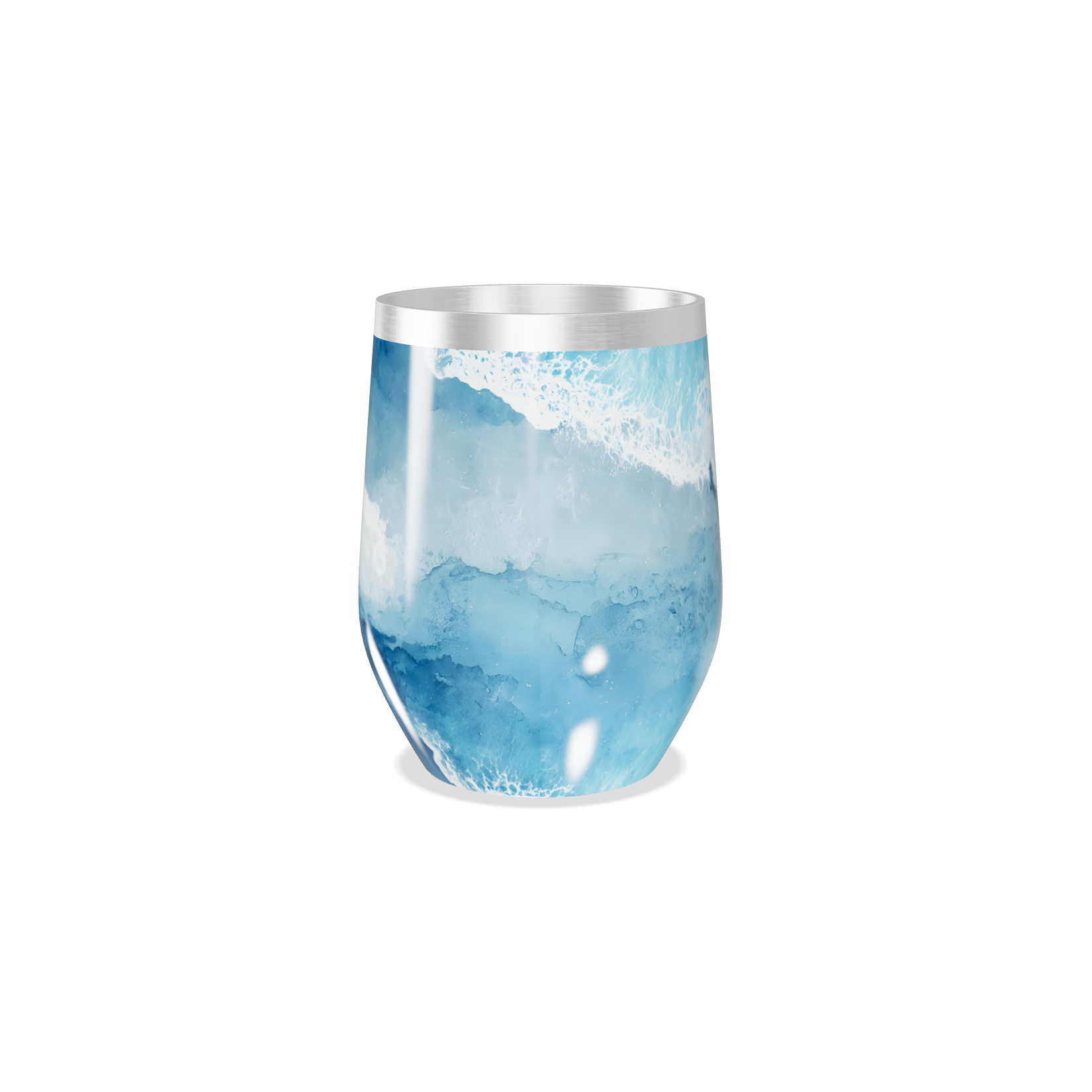 Copo Térmico Slim - Azul com Estampa de Ondas