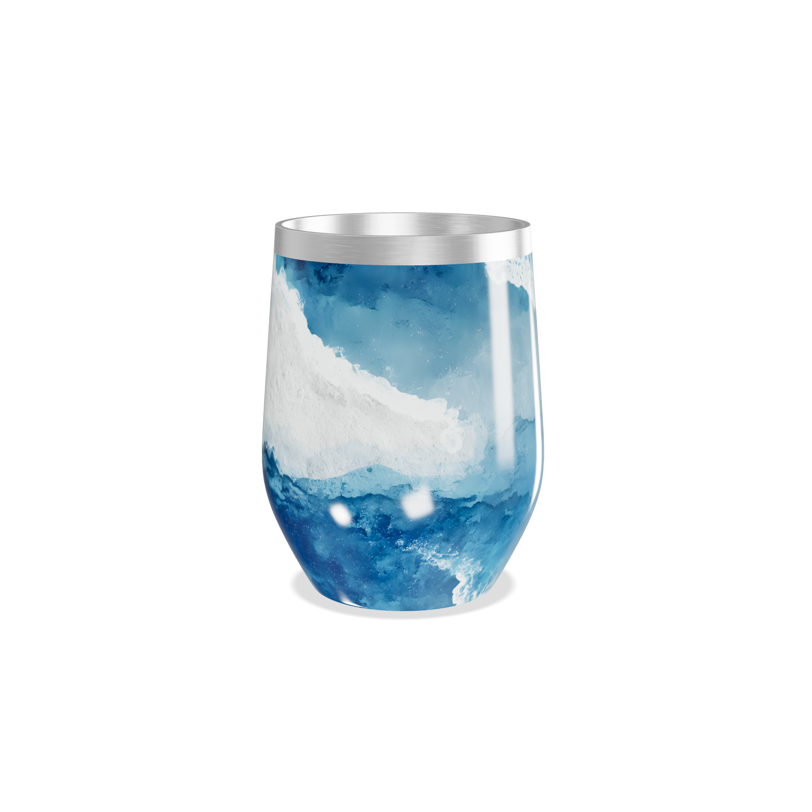 Copo Térmico Slim - Azul com Estampa de Ondas