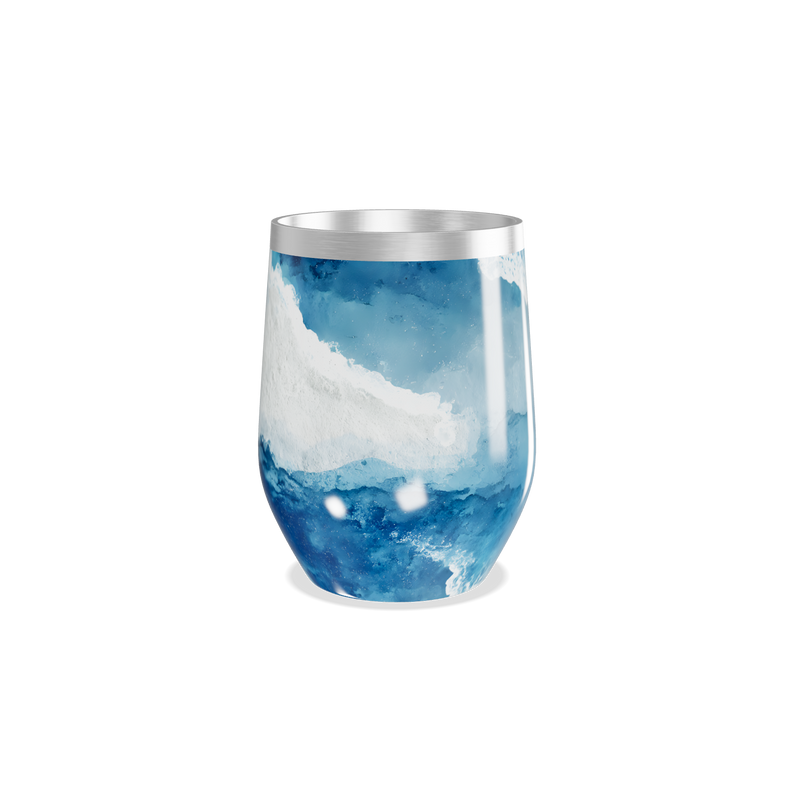 Copo Térmico Slim - Azul com Estampa de Ondas