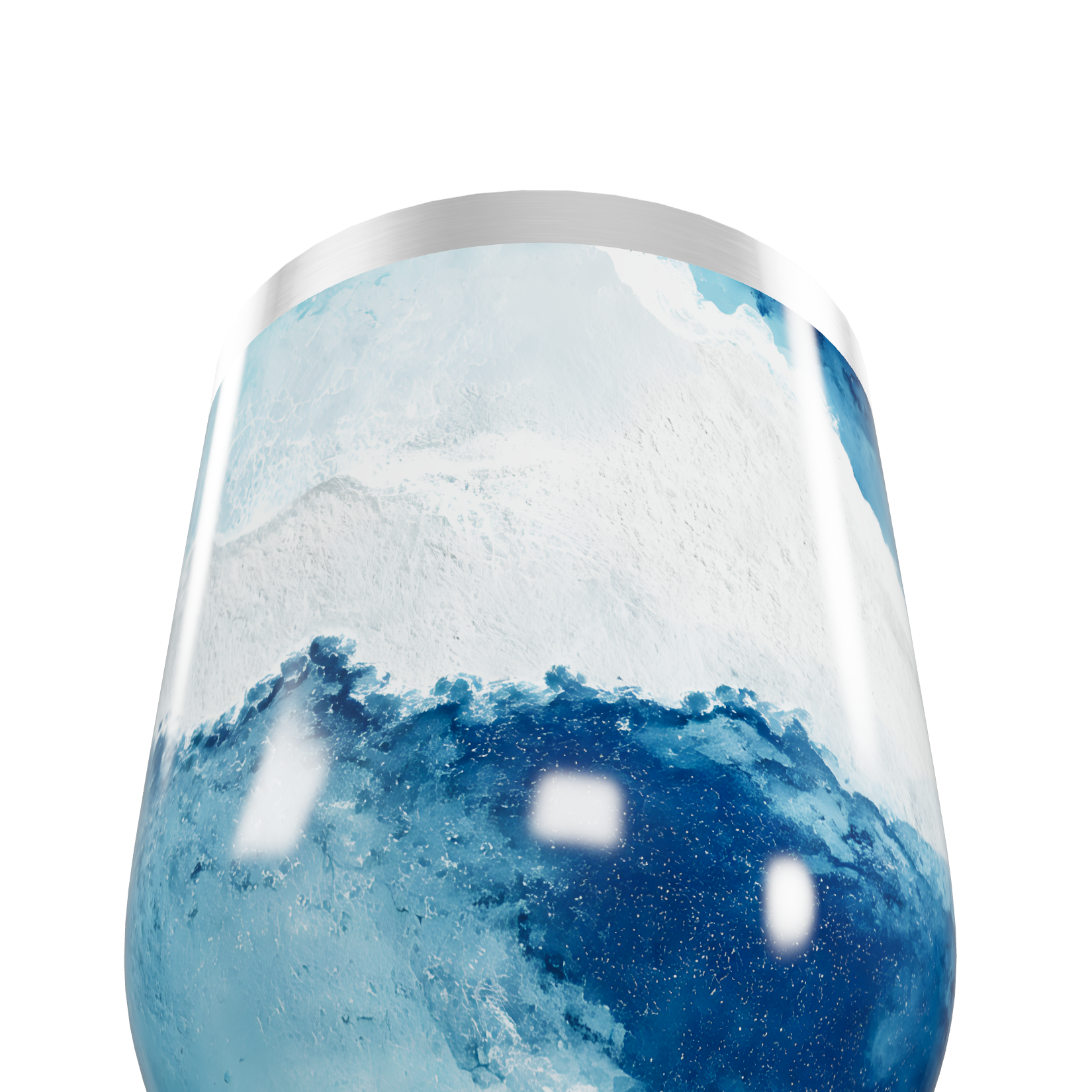 Copo Térmico Slim - Azul com Estampa de Ondas