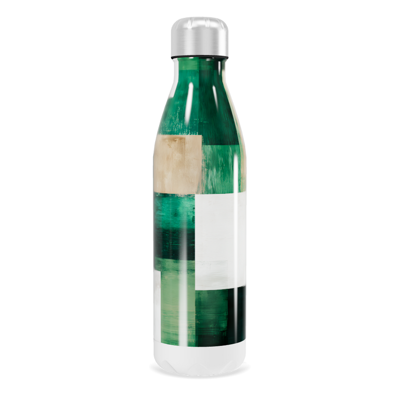 Garrafa Inox - Verde com Estampa Geométrica