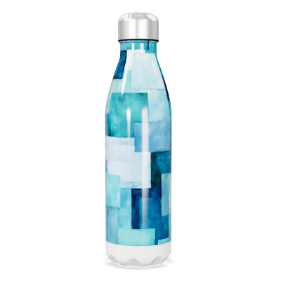 Garrafa Inox - Estampa Azul Geométrica