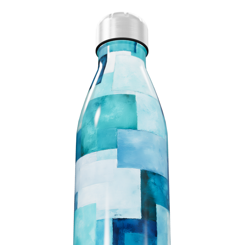Garrafa Inox - Estampa Azul Geométrica
