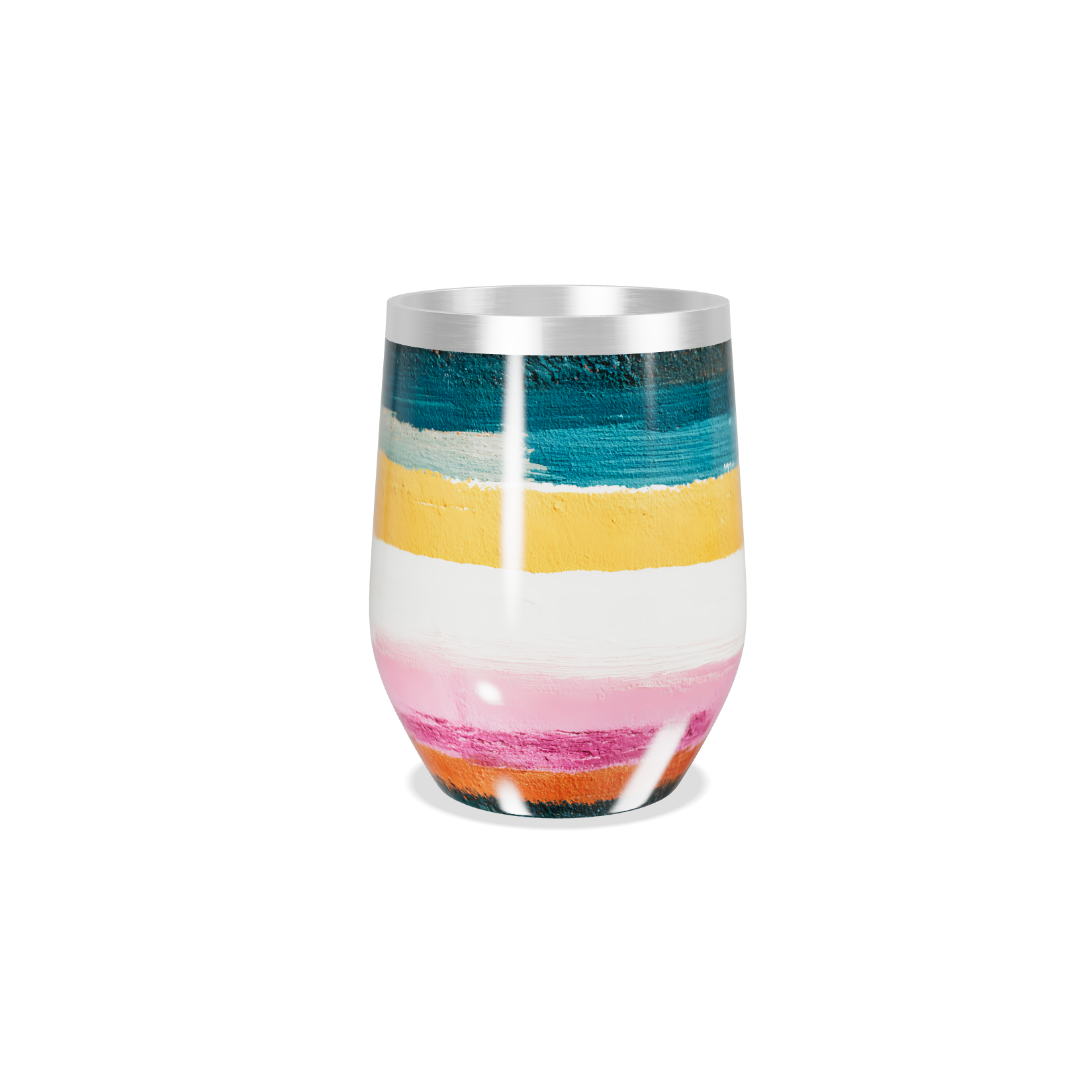 Copo Térmico Slim Listras Coloridas Aço Inox