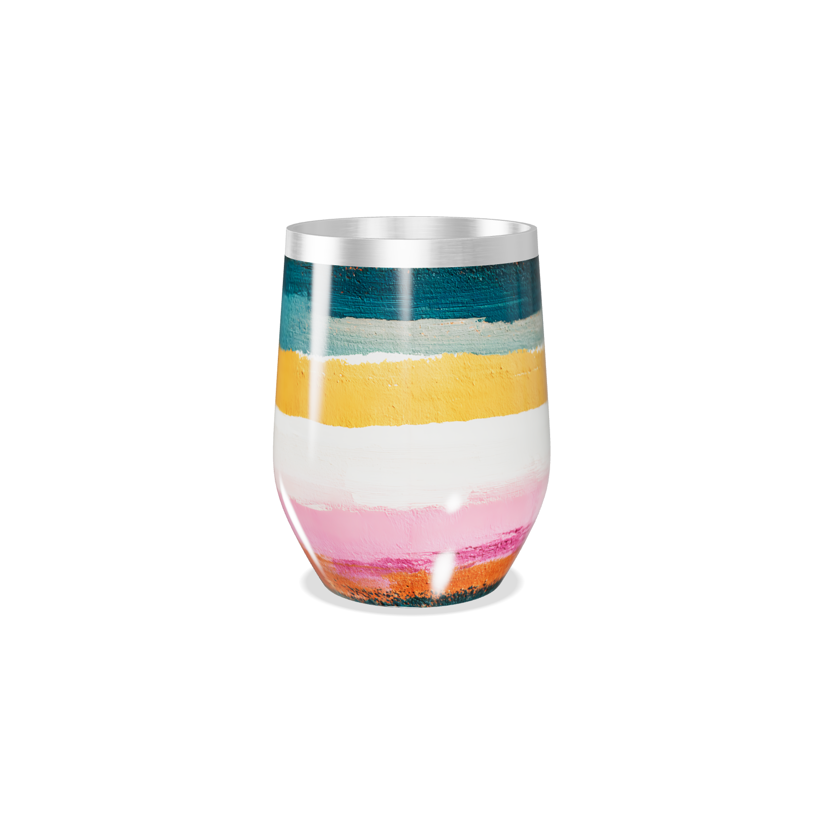 Copo Térmico Slim Listras Coloridas Aço Inox