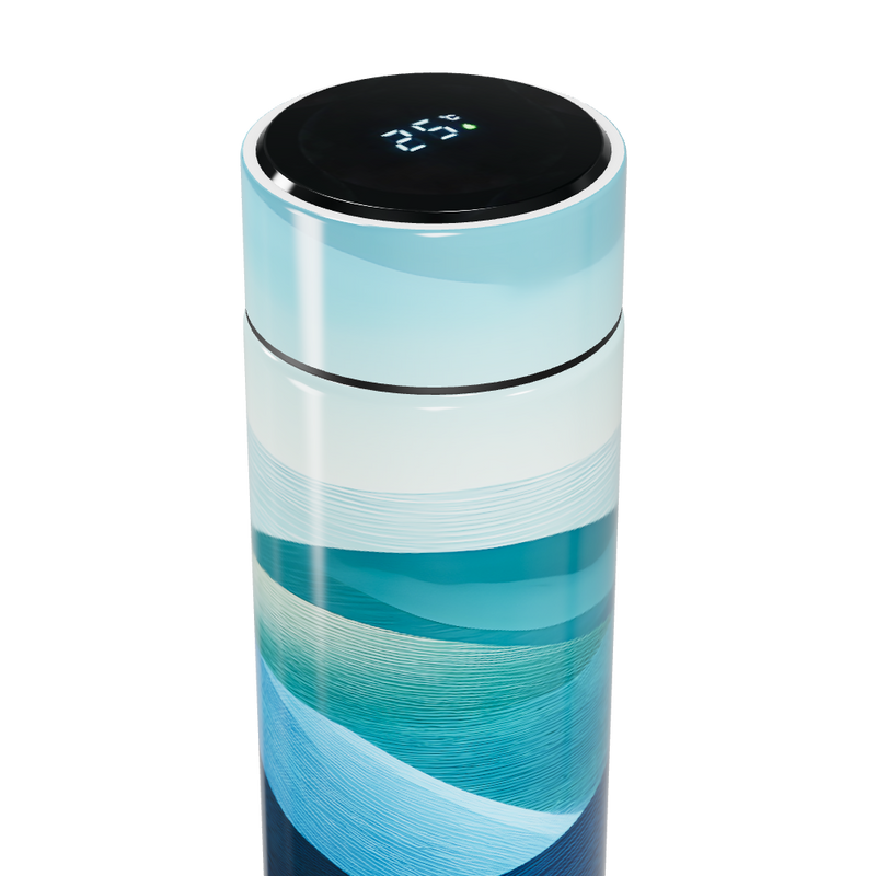 Garrafa Térmica Touch - Design Azul Ondulado