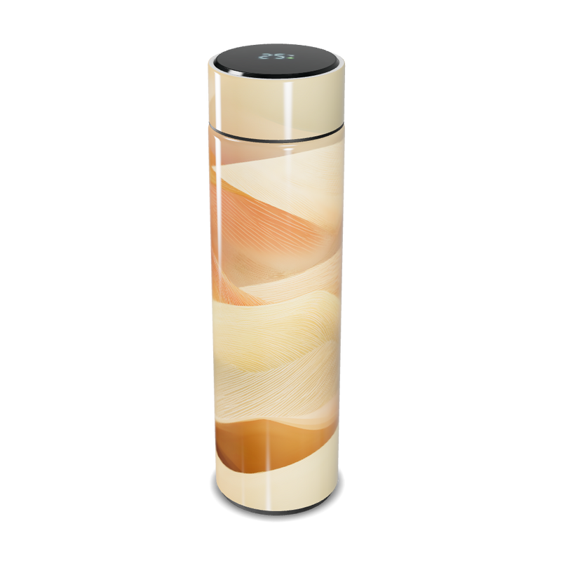 Garrafa Térmica Touch - Bege com Estampa Ondulada