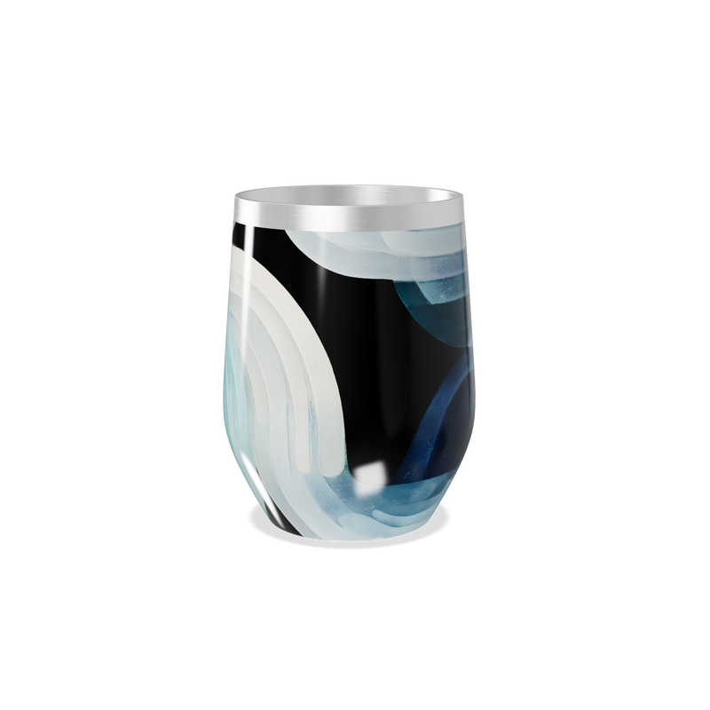 Copo Térmico Slim - Preto com Estampa Ondas