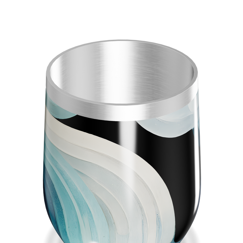 Copo Térmico Slim - Preto com Estampa Ondas