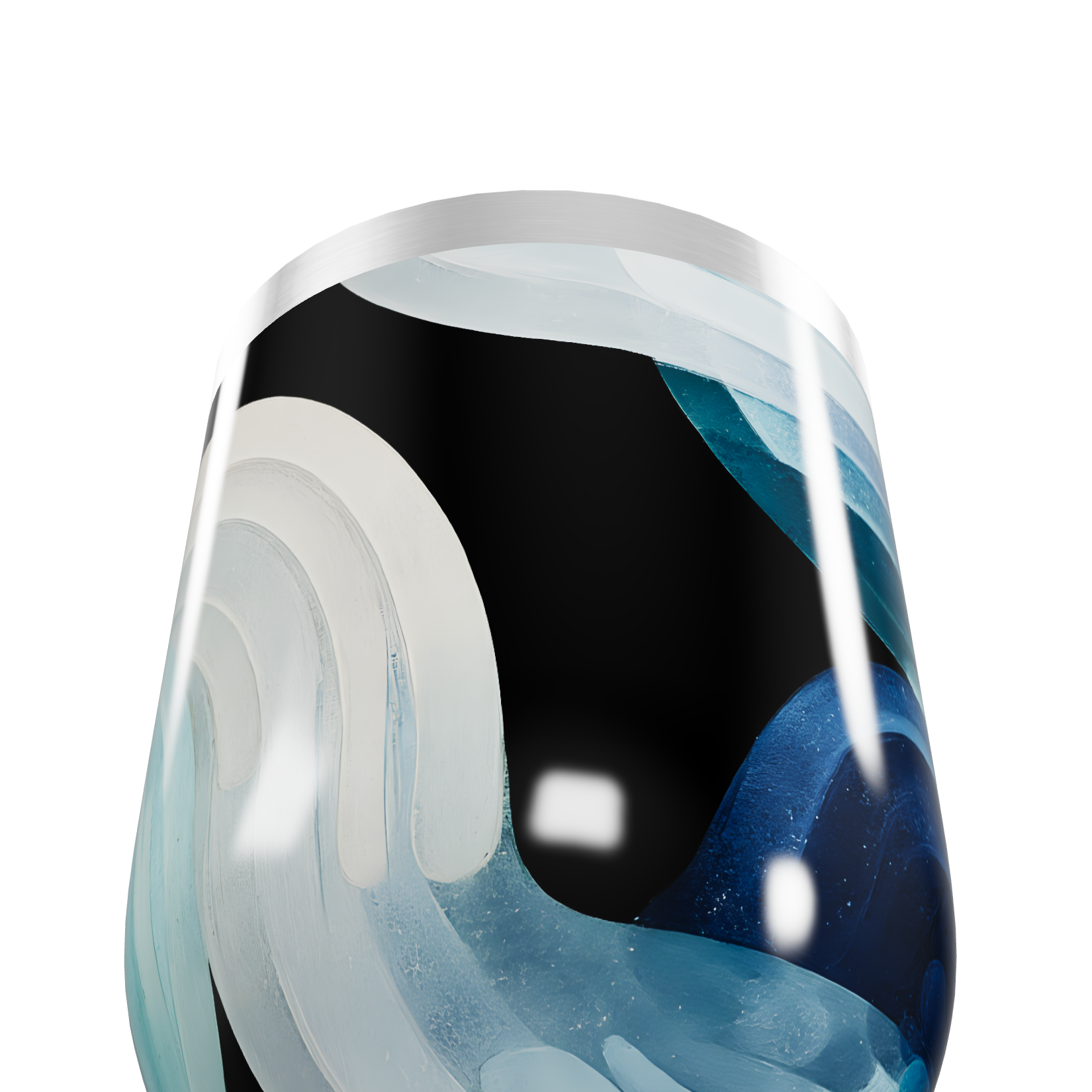 Copo Térmico Slim - Preto com Estampa Ondas