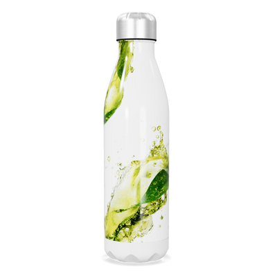 Garrafa Inox - Branca com Estampa Vegetal