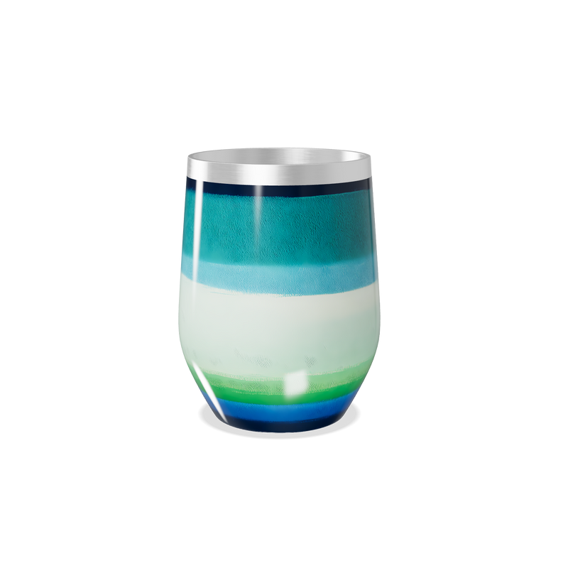 Copo Térmico Slim - Listras Azul Verde Inox