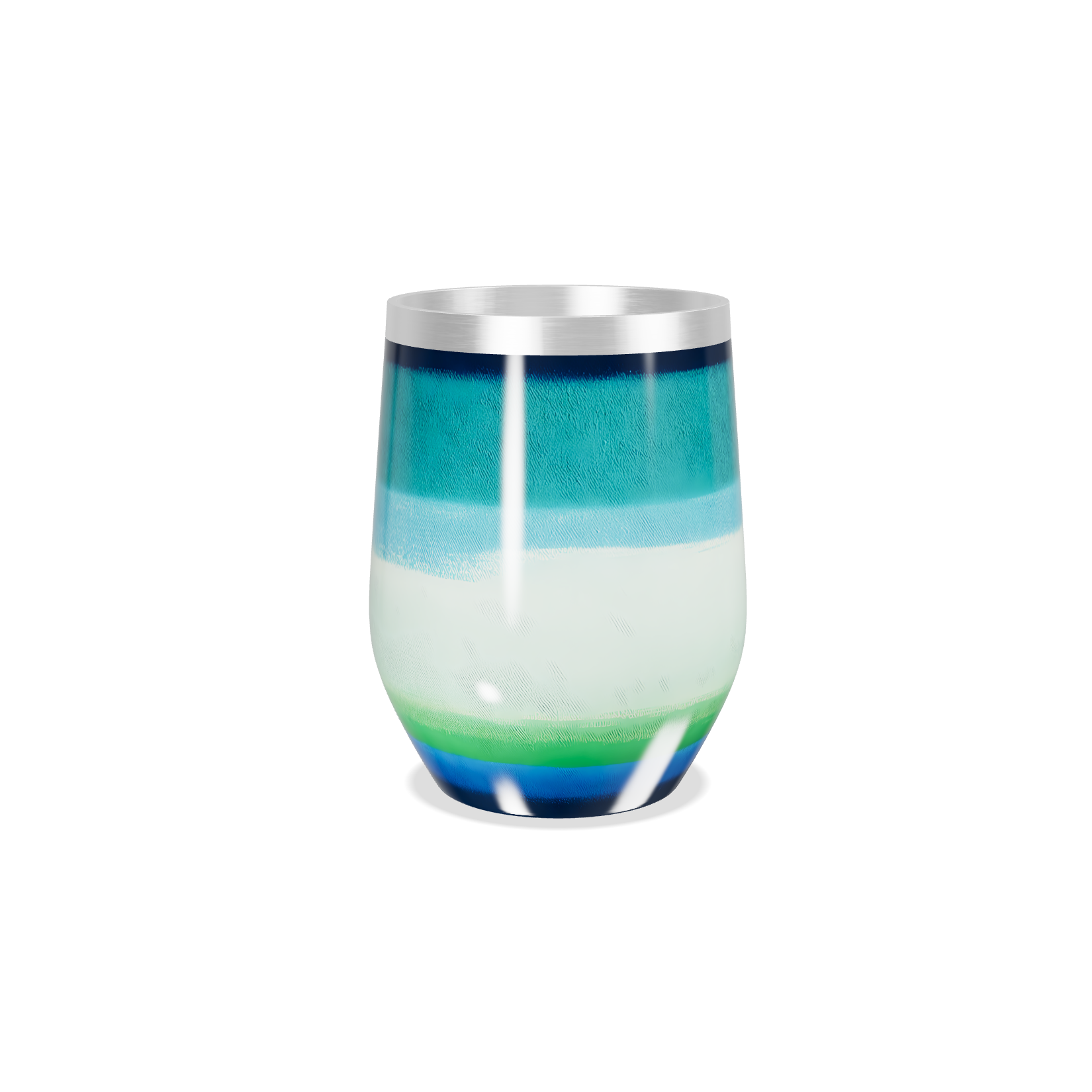 Copo Térmico Slim - Listras Azul Verde Inox