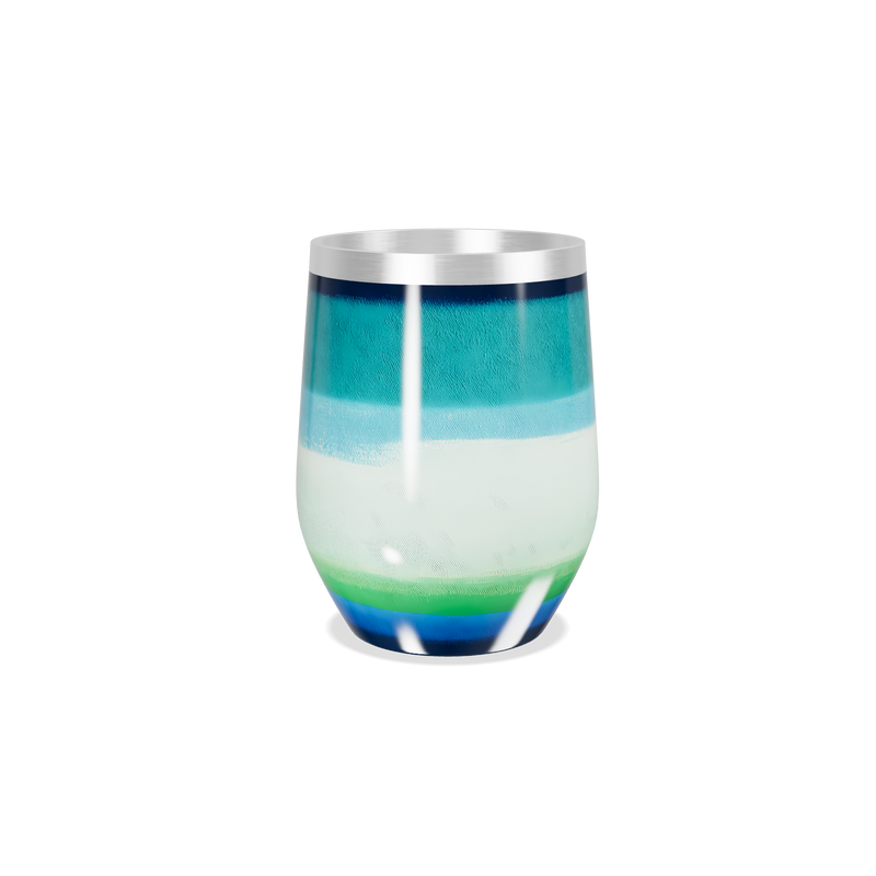 Copo Térmico Slim - Listras Azul Verde Inox