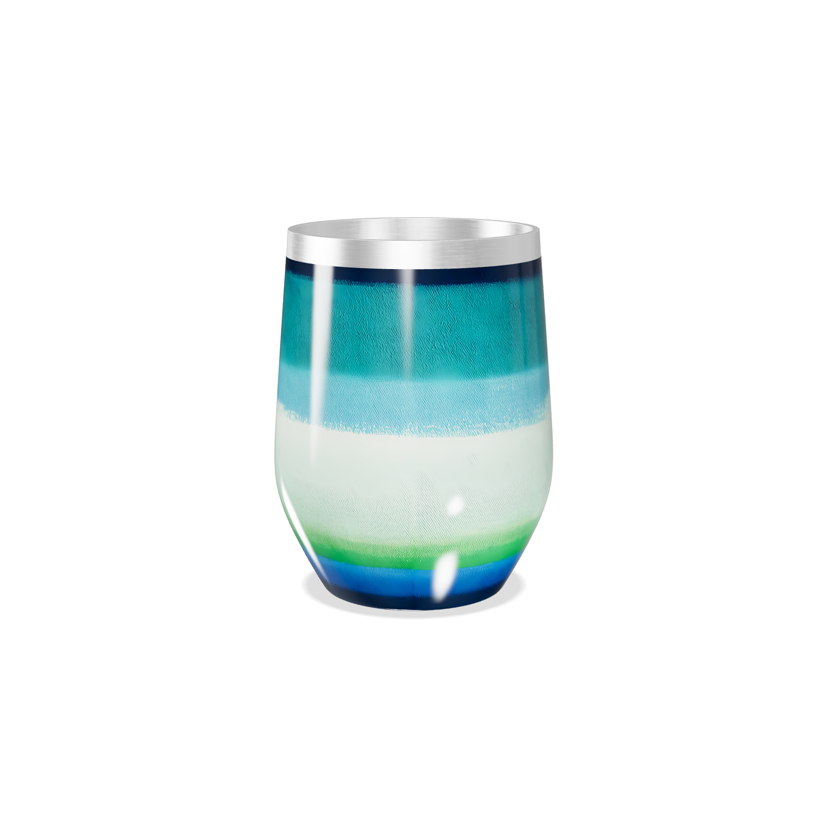 Copo Térmico Slim - Listras Azul Verde Inox