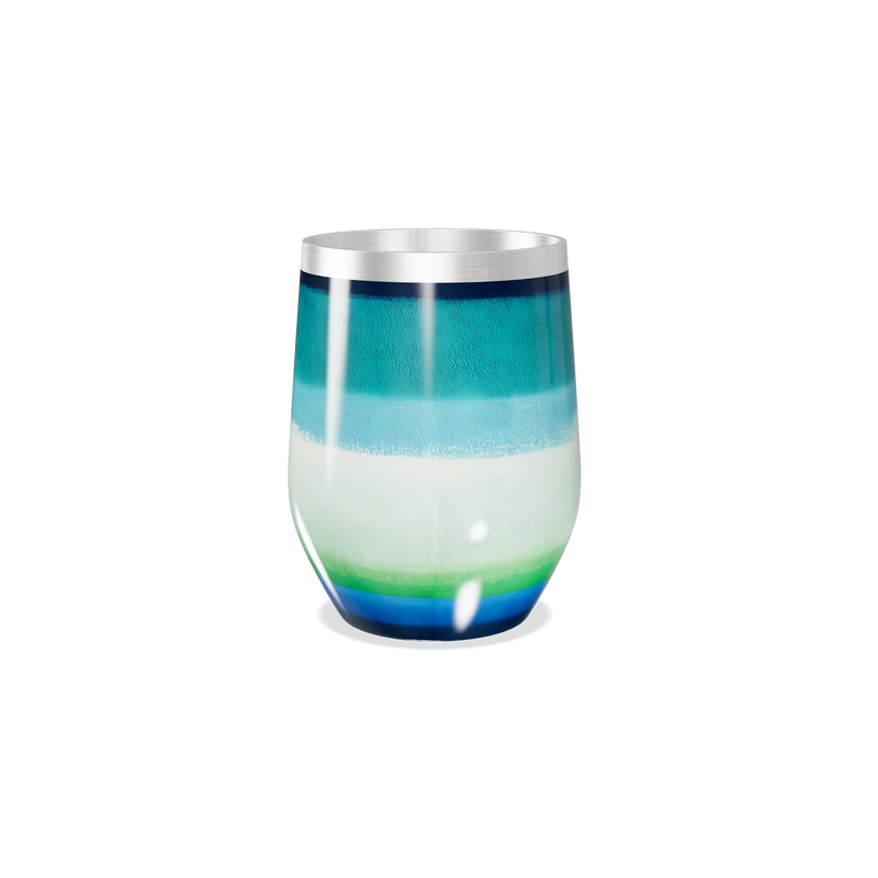 Copo Térmico Slim - Listras Azul Verde Inox