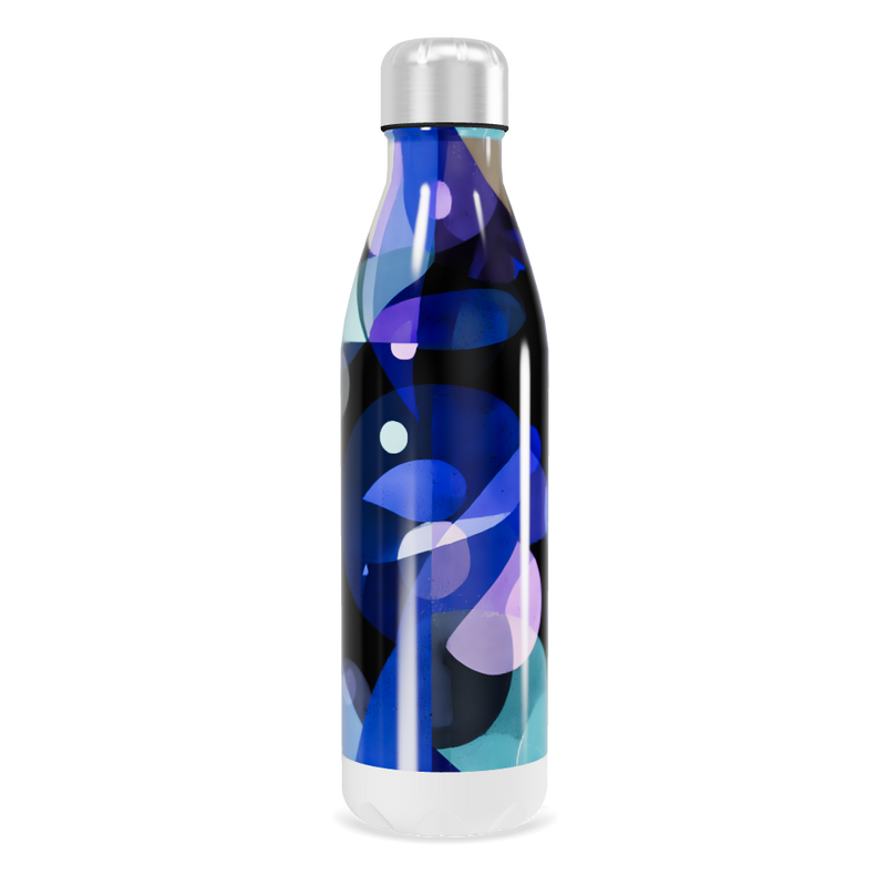 Garrafa Inox - Estampa Abstrata Azul